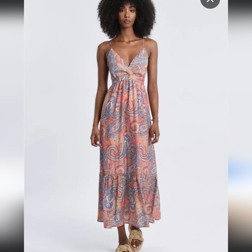 Molly Bracken Paisley Printed Long Strap Dress  Isabelle Size XL, L New
